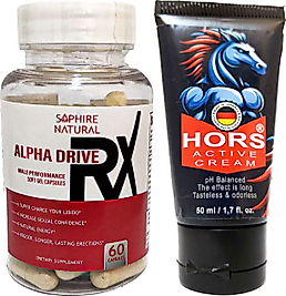 ALPHA DRİVE RX ERKEKLERE 60 LI SOFT JEL FORMUNDA ÖZEL KARIŞIM + HORS ACTİVE CREAM 50 ML ERKEK KATILAŞTIRICI KREM