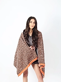 Şık Kullanım Pamuk Polyester Şal-Kahverengi