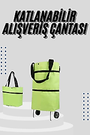 Katlanabilir Tekerlekli Çantalı Çarşı Pazar Arabası Alışveriş Çantası Piknik Çantası