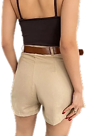 Kemerli Pileli Etek - Kahverengi