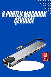 Usb Type-c Hub Dönüştürücü Çevirici Çoklayıcı Macbook Çevirici 8 Portlu