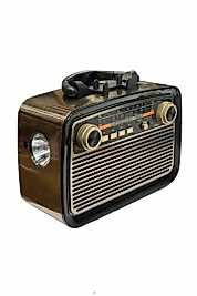 Nostalji Radyo Bluetooth Hoparlör USB-SD Kart Giriş Led Fener Işıklı Bataryalı Pilli