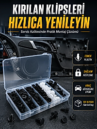Universal Araç Döşeme Klipsi ve Tampon Sabitleme Pimi Seti 100 Parça Organizer Kutulu