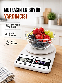Beyaz Plastik Dijital Mutfak Tartısı – 24x16.8x1.5cm