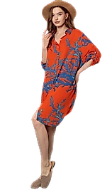 Desenli Elbise - TURUNCU