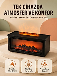 Alev Efektli Hava Nemlendirici Aromaterapi Difüzörü Uzaktan Kumandalı 250 ML