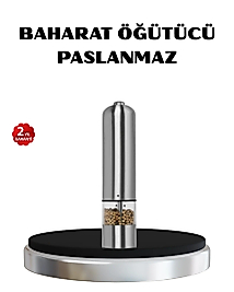 Modern Otomatik Baharat Öğütücü Seti – Pilli, Paslanmaz Çelik, LED Aydınlatmalı