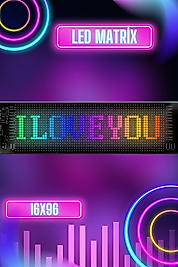 Led Matrix Bluetooth Bağlantılı Araç Camına Uygun Pixsel Görünümlü 16X96 pixel