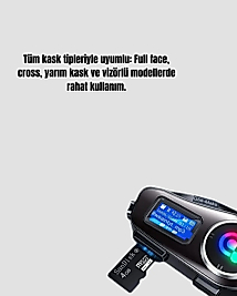 IP65 Suya Dayanıklı Kask Bluetooth Kulaklık LCD Ekranlı