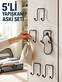 5 Adet Yapışkanlı Askı Çok Amaçlı Mutfak Banyo Düzenleyici Askılık