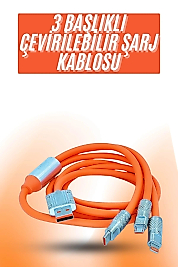 Çoklu Şarj Kablosu USB Type-C İOS Uyumlu 120W Hızlı Şarj Kablosu