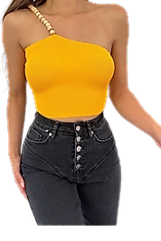 Ahşap Boncuk Detaylı  Bluz-TURUNCU