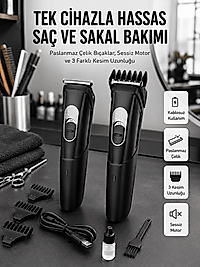 Lazer Epilasyon Öncesi Kısaltma Şarjlı Saç Sakal Tıraş Makinesi Ense Kesme Makinesi