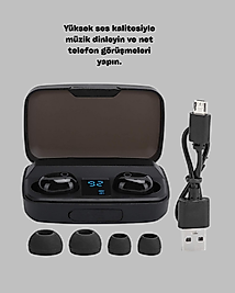 1800 mAh Güçlü Şarj Kutusu ile Bluetooth Kulaklık Seti