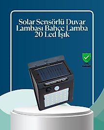 Sensörlü 20 LED Solar Duvar Lambası 3 Metre Algılama Mesafesi