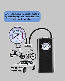 Elektrikli Hava Kompresörü Type-C USB Şarjlı Çok Fonksiyonlu Lastik Pompası