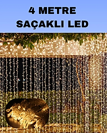 4 Metre Icicle Şelale Led Perde Işık Sarı Aydınlatma