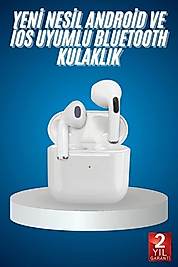Kulak İçİ Bluetooth Kulaklık Beyaz Çağrı Cevaplama Dokunmatik Kontrol