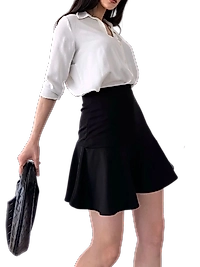 Volanlı  Etek - SİYAH