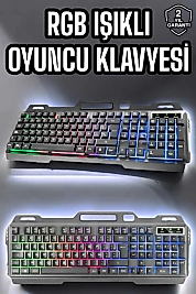 Led Işıklı Oyuncu Klavye Usb Girişli RGB Işıklı Q Klavye Mouse Hediyeli