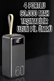 Powerbank 60.000 Mah Hızlı Şarj 4 Çıkışlı Uzun Şarj Süreli Dijital Göstergeli