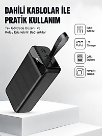50.000 mAh Kapasiteli Powerbank – Hızlı Şarj Destekli, 4 USB Portlu, LED Işıklı Taşınabilir Enerji Deposu
