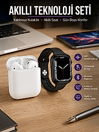 2025 Model Akıllı Saat ve 2.Nesil TWS Bluetooth Kulaklık ANC Özelliği Amoled Ekran