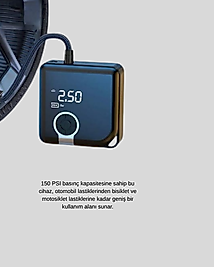 Taşınabilir Kompresör 6000mAh Type-C Şarjlı LED Işıklı