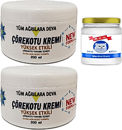 2 ADET ÇÖREK OTU KREMİ XL BOX BÜYÜK BOY WHİTE 200 ML + YANINDA 2 ADET SNOW KİTTEN 50 ML MENTHOL BALM / DİZ DİRSEK ISKELET SIRT BEL KAS AGRİLARİNA MASAJ SETİ
