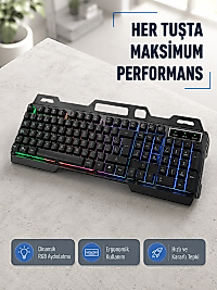 RGB Aydınlatmalı Klavye Mouse Seti – USB Bağlantılı, Türkçe Q, Ayarlanabilir DPI, Ergonomik Yapı