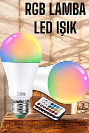 RGB Led Lamba Led Işık Ampul Renk Değiştirebilen 100 Watt