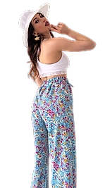 Lastikli Bürümcük Pantolon - MAVİ