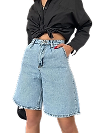 Rahat Kesim Denim Şort Çift Cepli