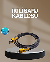Hızlı Şarj Destekli 65W Örgülü USB-C ve USB-A Çoklu Şarj Kablosu