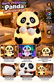 Renk Değiştiren Silikon Panda Gece Lambası Dokunmatik Kontrollü