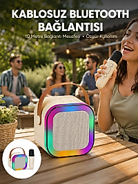 Karaoke Mikrofon Hoparlör Seti 6 Saat Kullanım Süresi Yeni Nesil