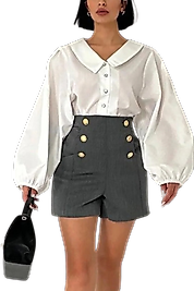 Düğme Detaylı Şık Midi Şort