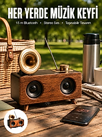 Bluetooth Hoparlör Ahşap Klasik Retro Gramofon Bluetooth Müzik Kutusu