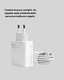 67 Watt Çift Turbo Şarj Adaptörü  Reno 4 5 6 Uyumlu