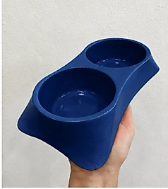 İkili Model Beton Kedi Köpek Mama ve Su Kabı (24cm × 12cm × 5cm) - Lacivert