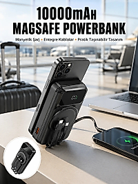 15W Kablosuz Hızlı Şarjlı 10000 mAh Powerbank – Taşınabilir, LED Göstergeli