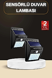 Bahçe Aydınlatma Sensörlü Güneş Enerjili Duvar Lambası 40 Led Işık