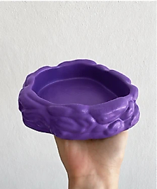 Eko Form Model Beton Kedi Köpek Mama ve Su Kabı (16cm*16cm*5.5cm) - Mor