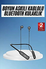60 Saat Kablolu Boyun Askılı Dijital Göstergeli Bluetooth Kulaklığı Yeni Nesil