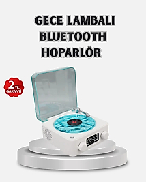 3-ü-1 Gece Işığı Bluetooth Hoparlör Dijital Saat Vintage Plak Çalar Tasarımlı