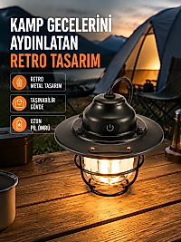 Dekoratif ve Fonksiyonel Taşınabilir Kamp Gece Lambası