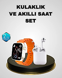 Akıllı Saat ve Kablosuz Kulaklık iOS Android Uyumlu Teknoloji Seti
