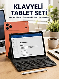 Klavyeli Tablet PC Kalem Kılıf ve Ekran Koruyucu Hediyeli Android Set
