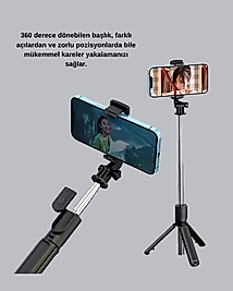 Kablosuz Bluetooth Selfie Çubuğu 360° Dönebilir Başlık XUCZZZSELFİEÇUBUĞU-2