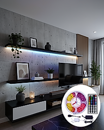 5 Metre Kumandalı RGB LED Şerit 5050 SMD 54 LED/M Renk Değiştiren Ambiyans Aydınlatma
